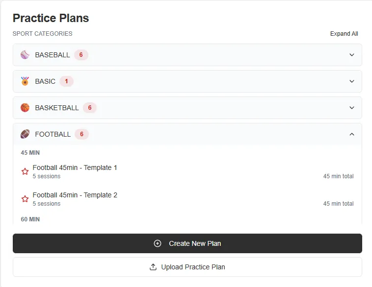 Practice Plan Section